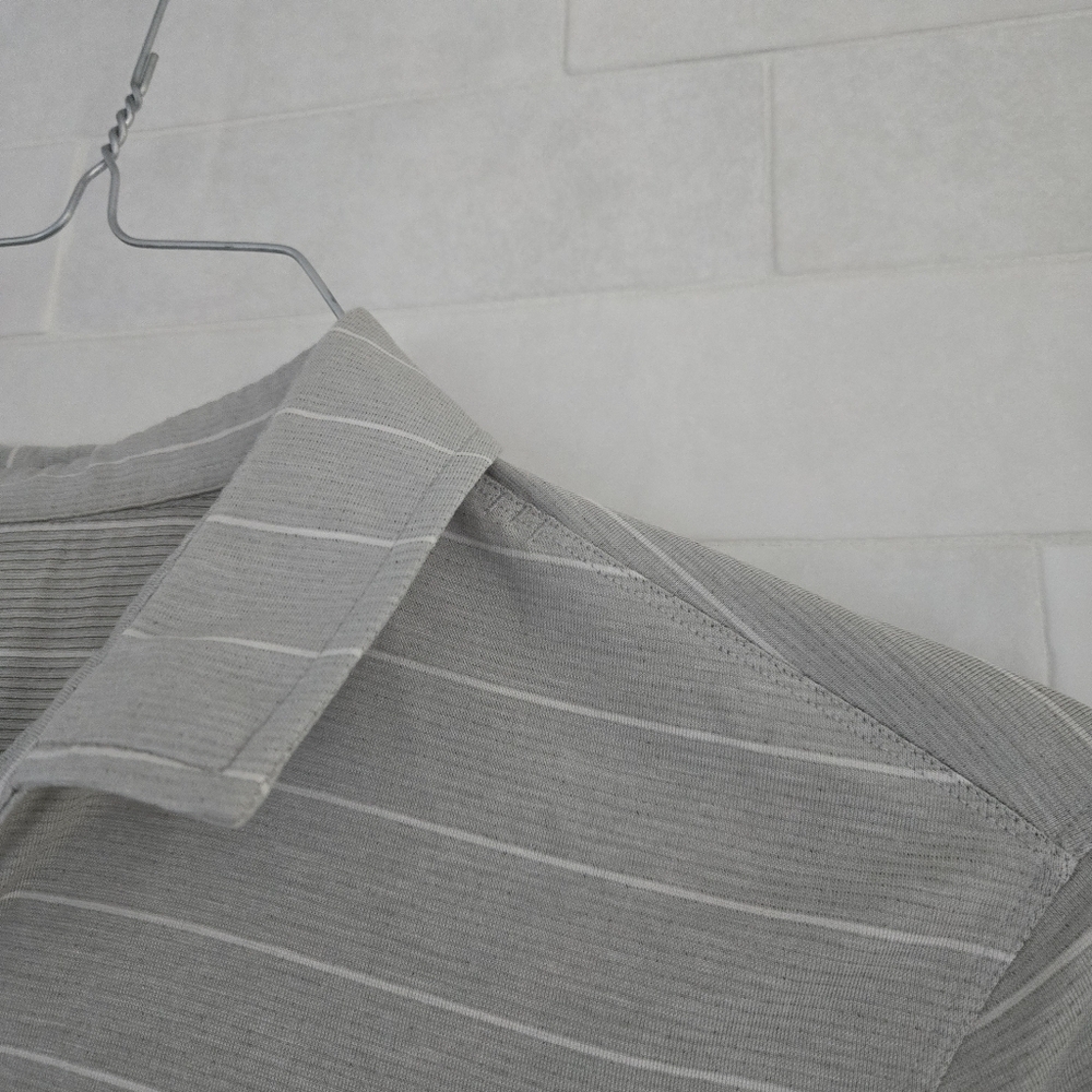 Lululemon Evolution Polo Shirt Gray Stripe Heathered Sea Salt Nimbus Size Large - Picture 4 of 8